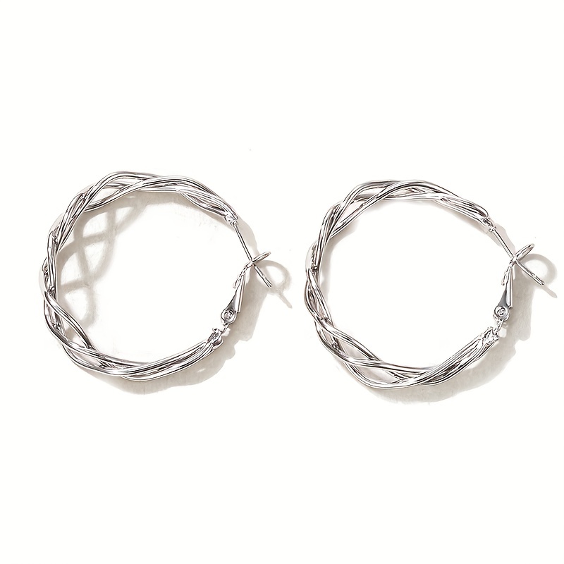 C Shaped Twist Hoop Earrings for Women